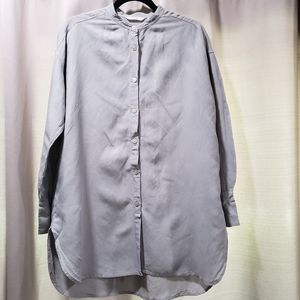 Gray Button-down Long Sleeve Top
